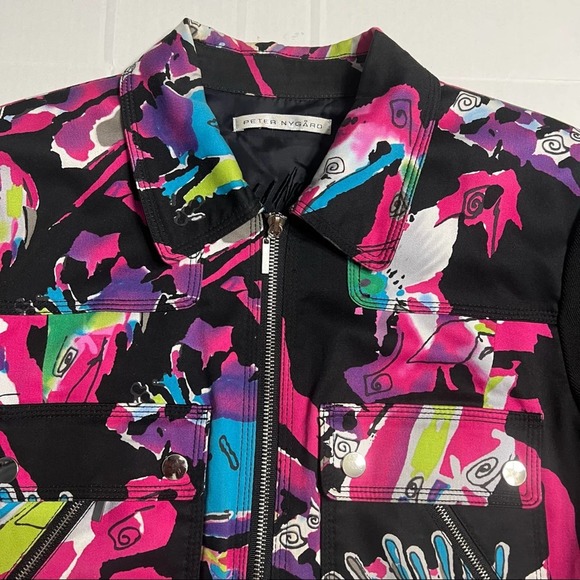 Peter Nygard Women's Black/Multi Abstract Full Zip Jacket - Picture 3 of 8